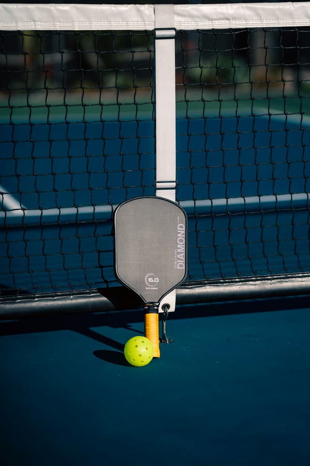 Pickleball court with players